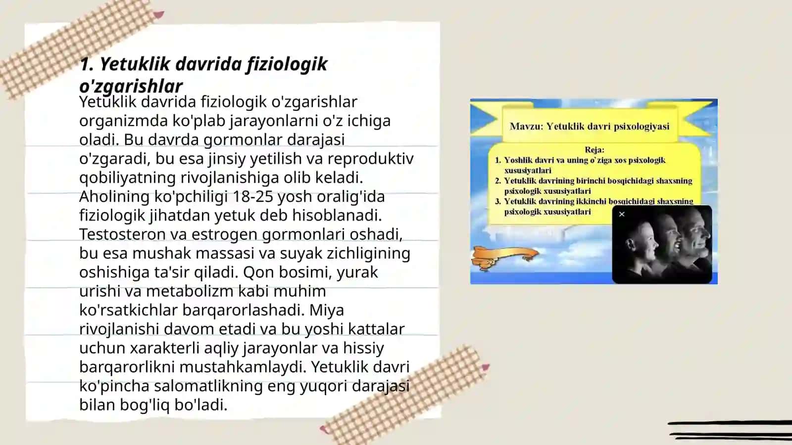 Yetuklik davri rivojlanish xususiyatlari 3