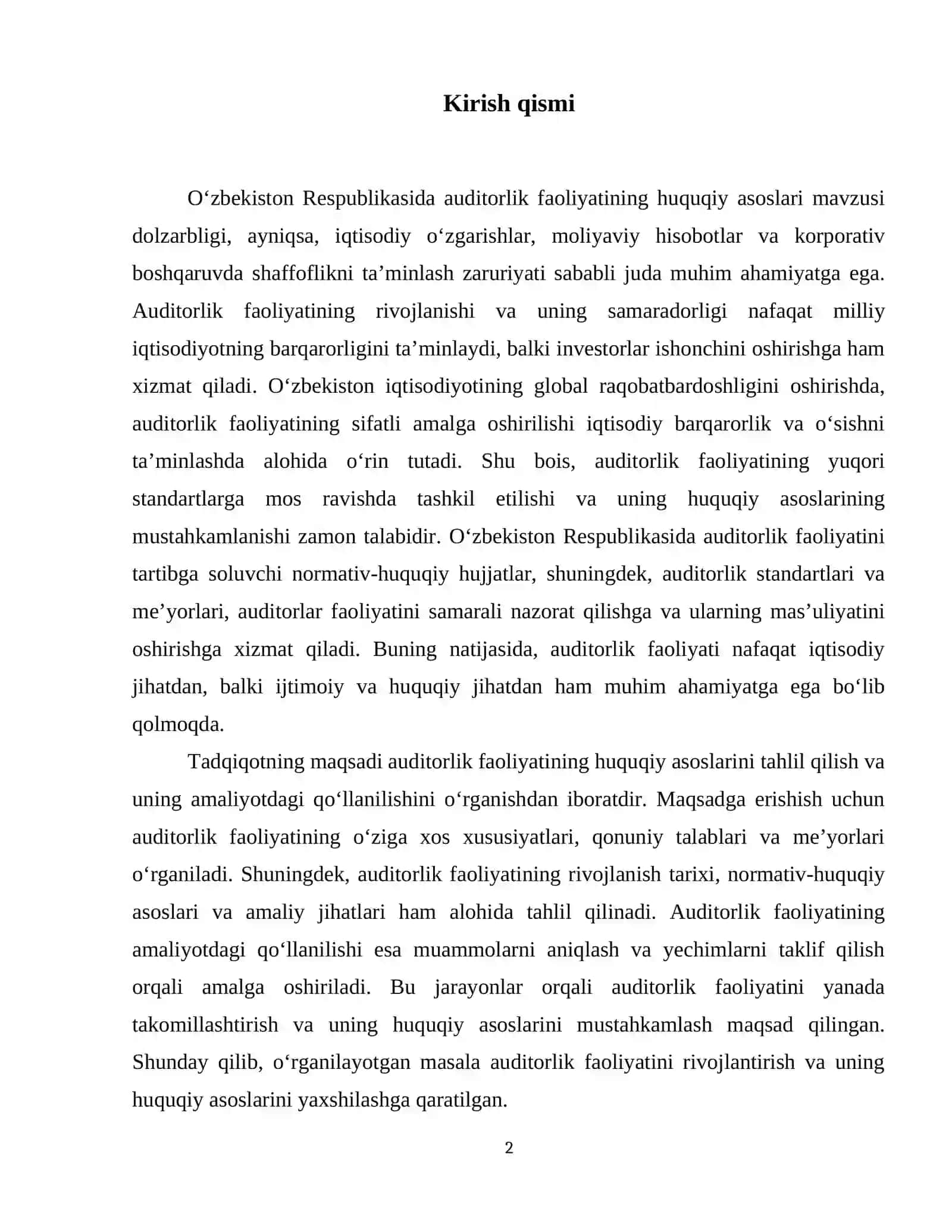 O‘zbekiston Respublikasida auditorlik faoliyatini tashkil qilishning huquqiy asoslari 3
