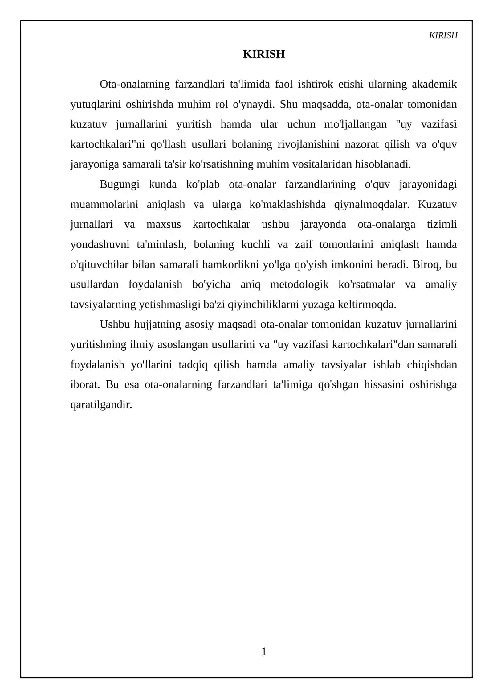 Ota-onalar tomonidan kuzatuv jurnallarini yuritish, ota-onalar uchun mо‘ljallangan “uy vazifasi kartochkalari” qо‘llash usullari 3