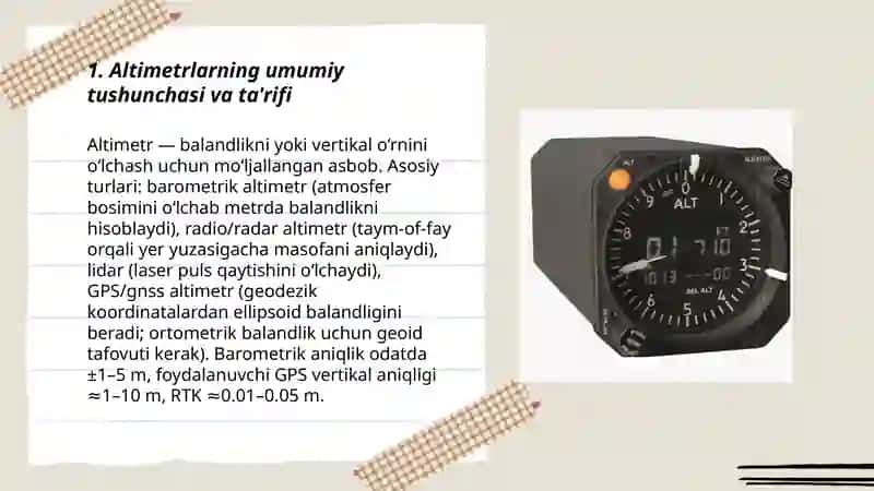 Balandlik oʻlchovchi asboblar. Altimetrlar 3
