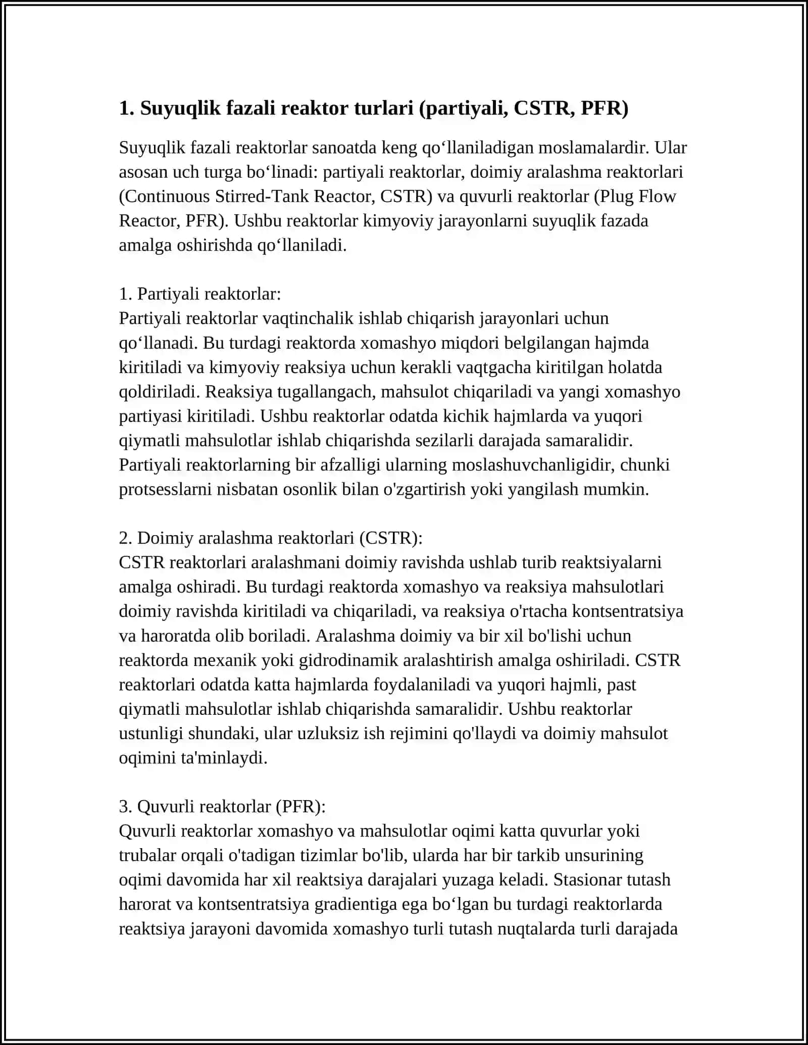 SUYUQ FAZALI JARAYONLAR UCHUN REAKTORLAR 3