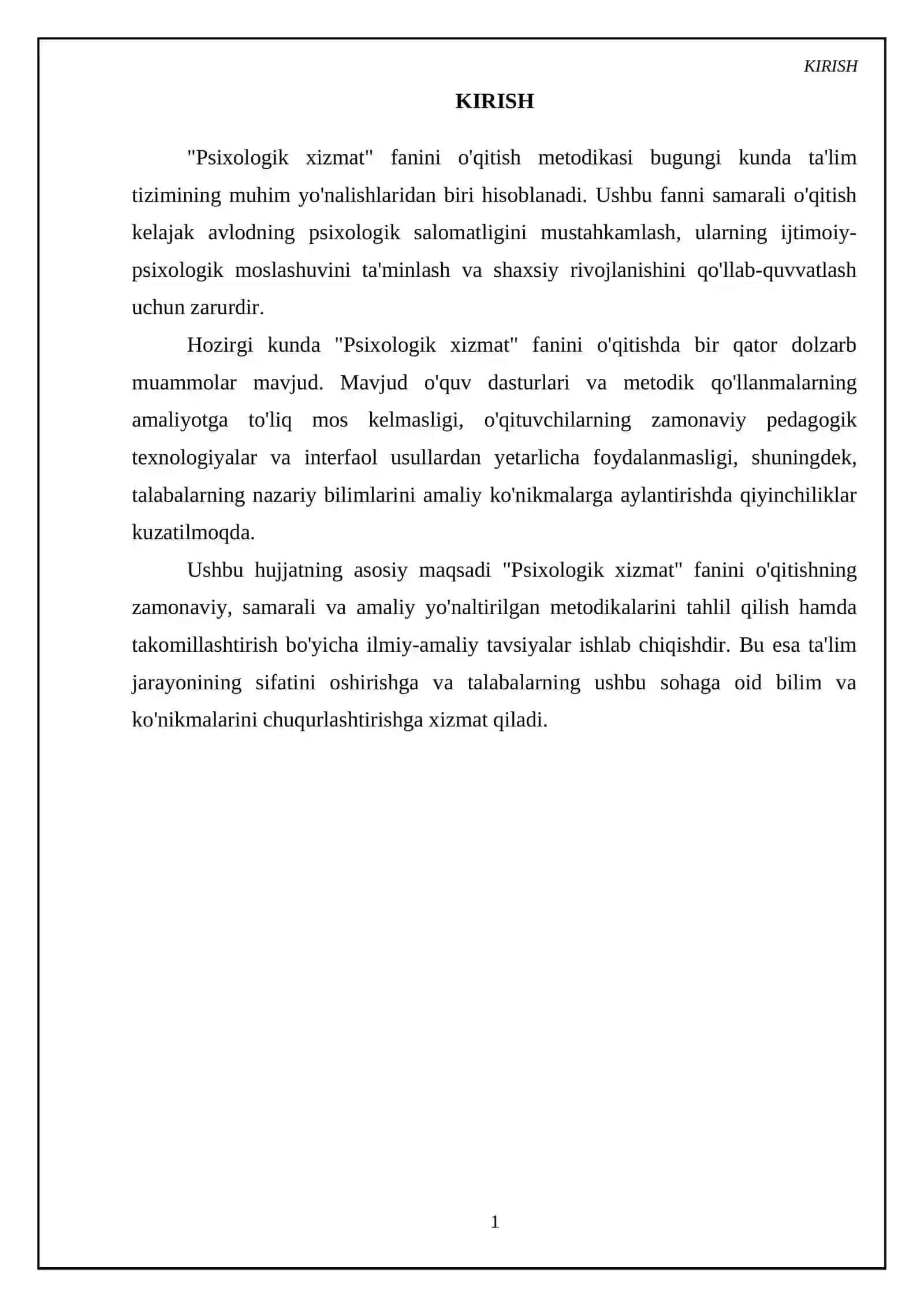 Pisxologik xizmatning o'qitish metodikasi 3