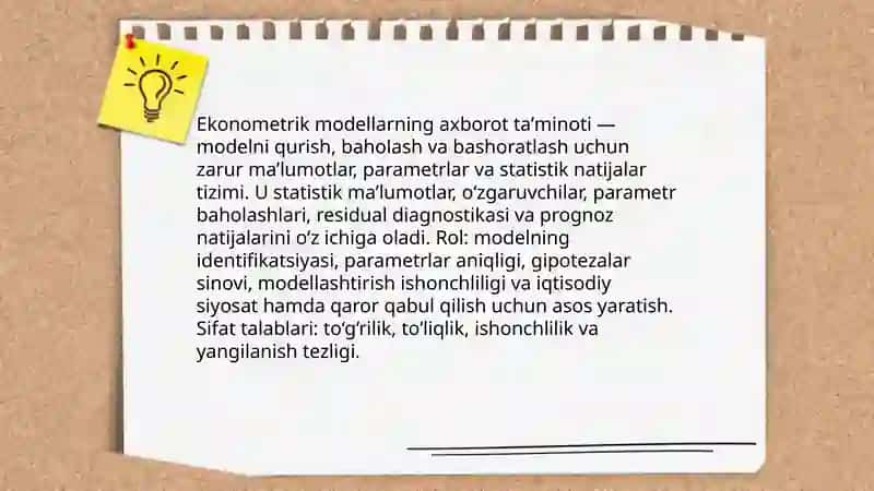 Ekonometrik modellarning axborot taminoti 3