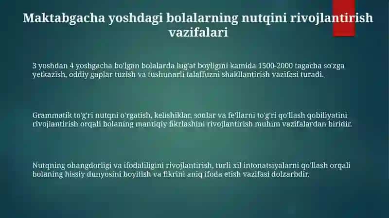 Maktabgacha kichik yoshdagi bolalar nutqini oʻstirish vazifalari va muommolar 3