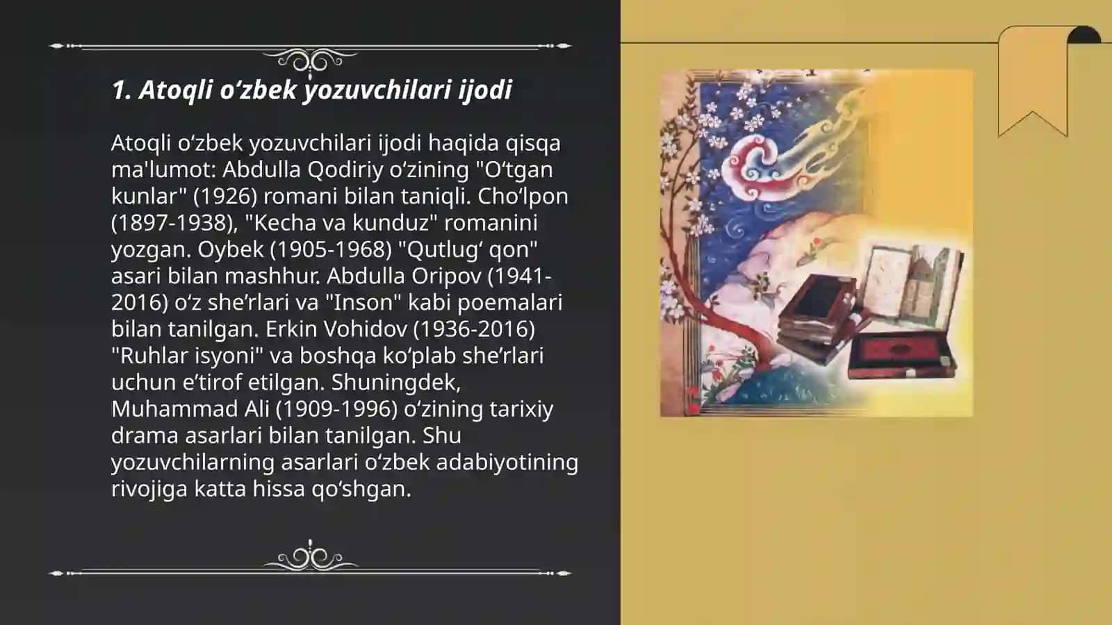 Atoqli o‘zbek yozuvchilari ijodi 3