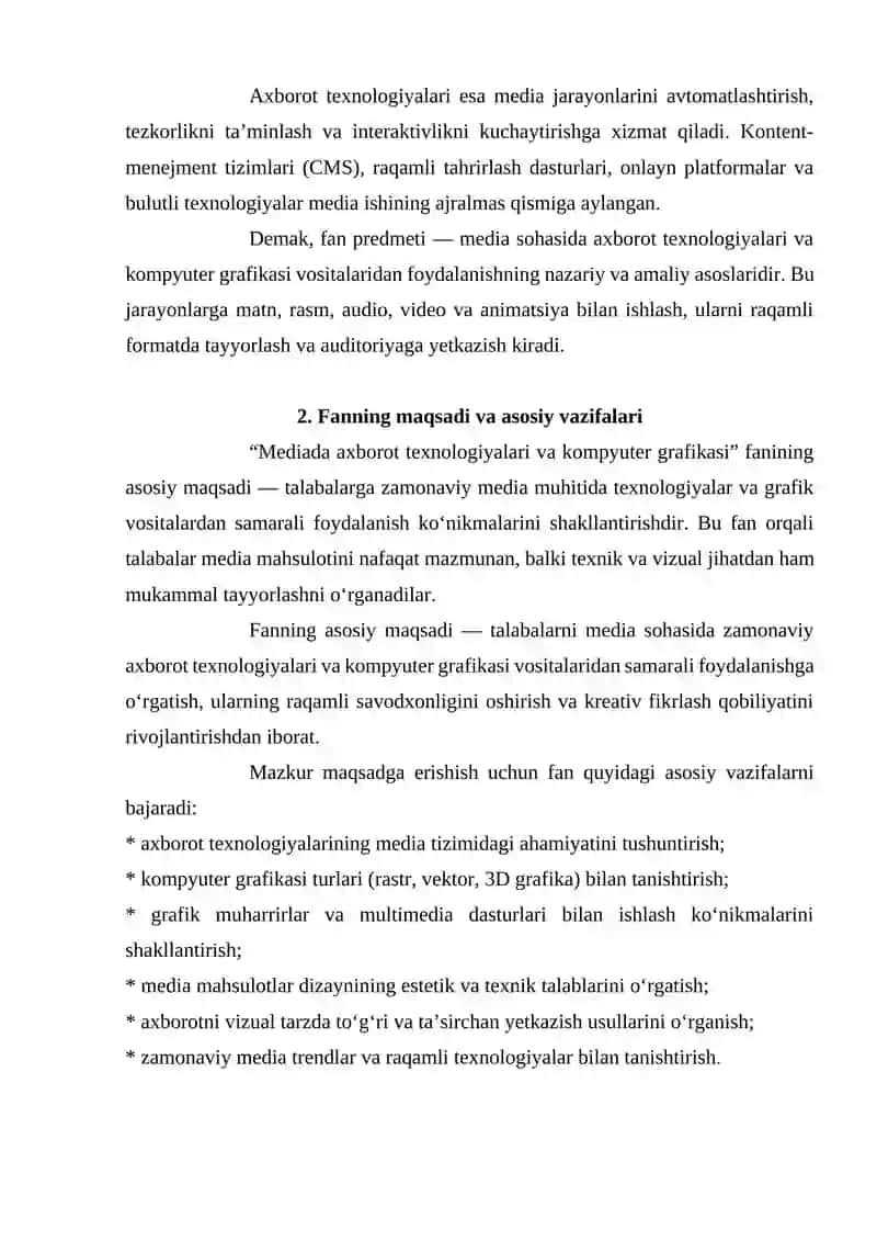 "Mediada axborot texnologiyalari va kompyuter grafikasi" 3