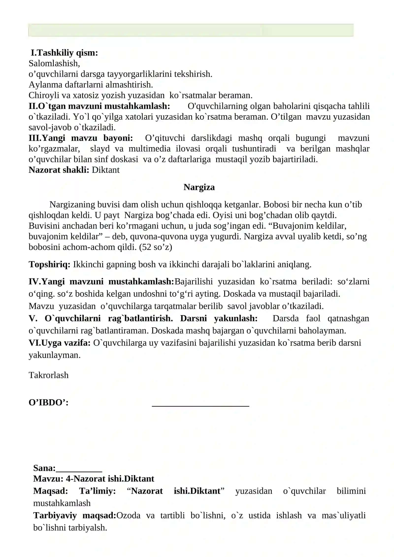 1-nazorat ishi Diktant 3