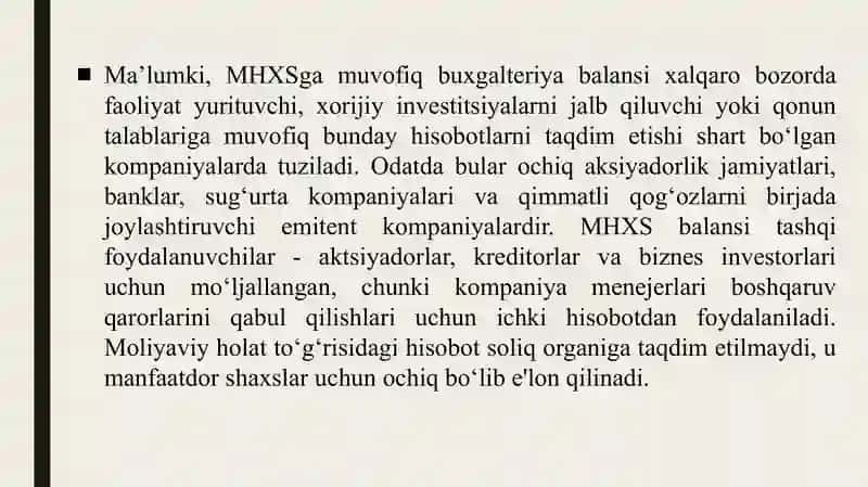 MhХS talabari bo‘yicha kapitaldagi o‘zgarishlar to‘g‘risidagi hisobotda aks ettirilgan asosiy operatsiyalar 3