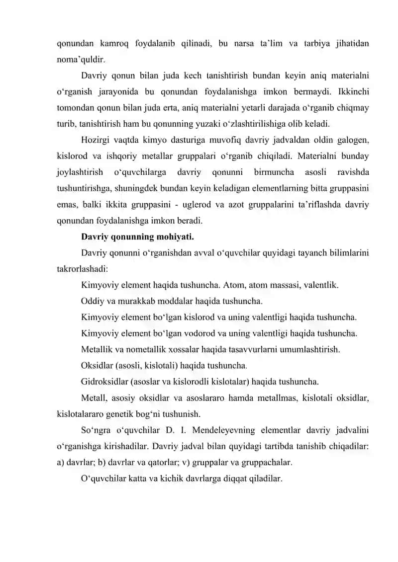Davriy qonun va davriy sistemasini o‘qitish metodikasi 3