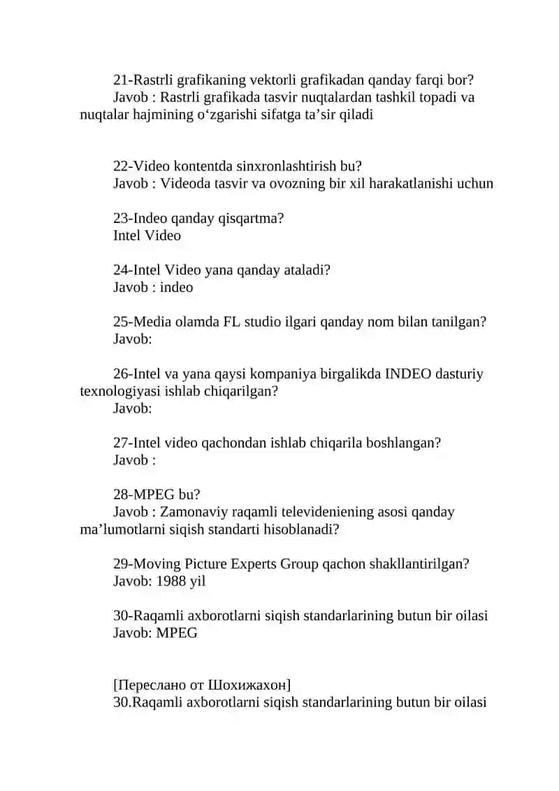 Adobe Premiere pro dasturi va multimedia texnologiyalari bo'yicha savol-javoblar 3