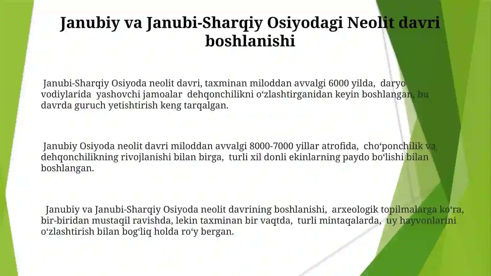 Janubiy va Sharqiy Osiyo hududlari neolit davri 3