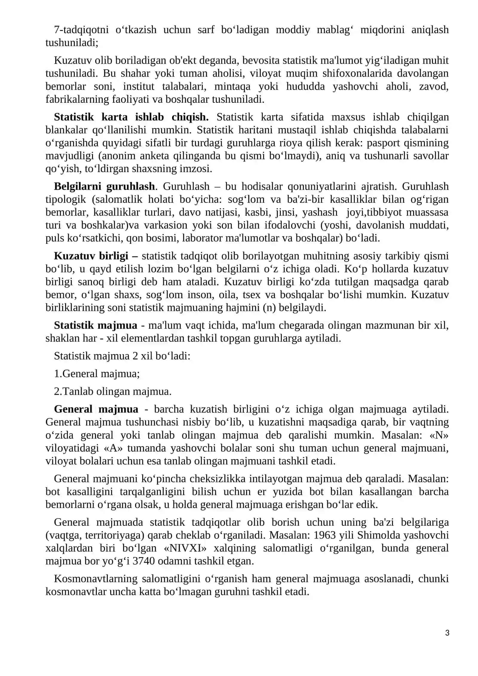 Statistik tadqiqotlarni tashkil etish bosqichlari 3