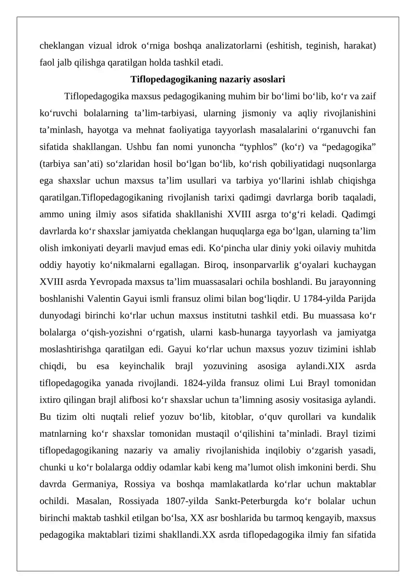 Tiflopedagogika modulining predmeti va metodlari. Tiflodidaktika 3