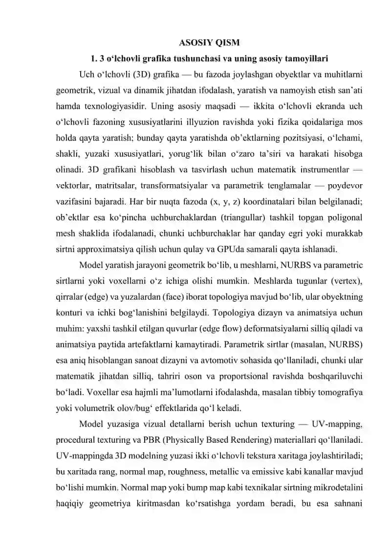 3 oʻlchovli grafika imkoniyatlarini loyihalashda qoʻllash 3