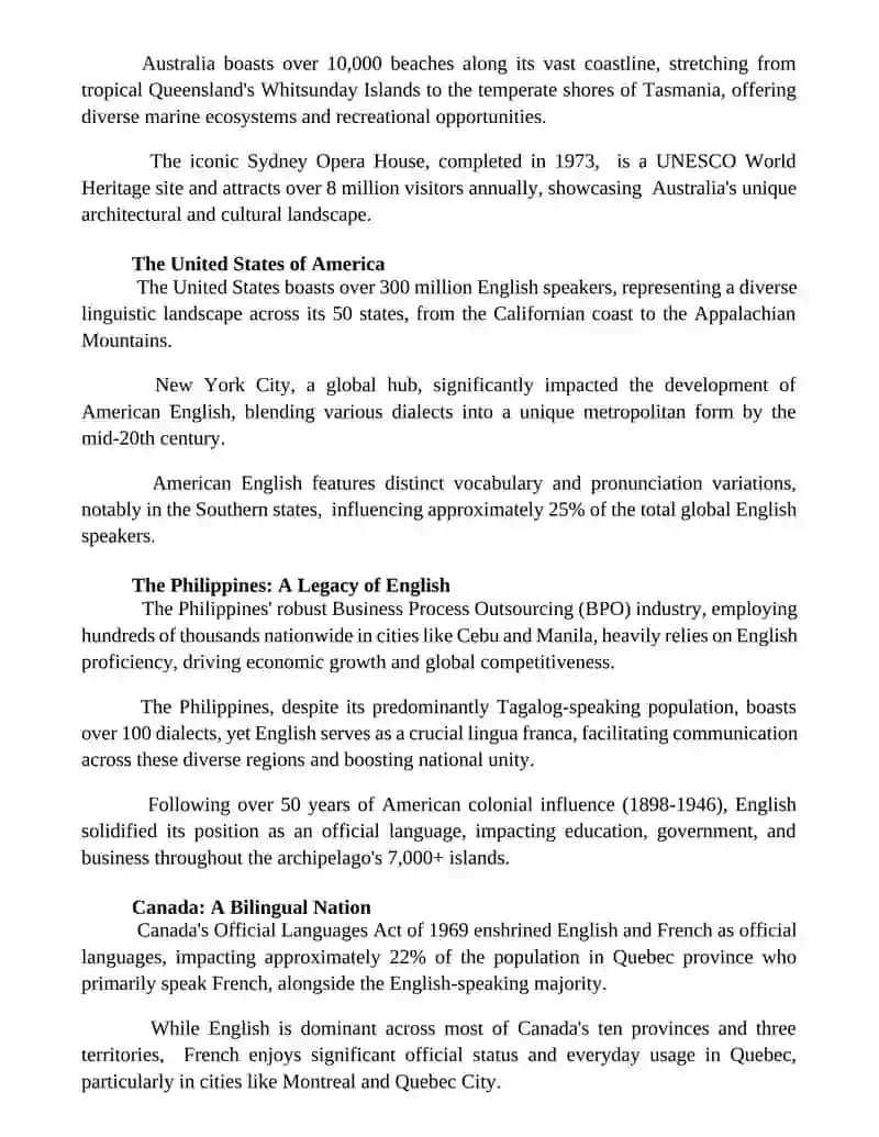 English speaking countries 3