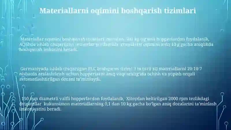 Dozalash va aralashtirish uchun bunkerlar 3