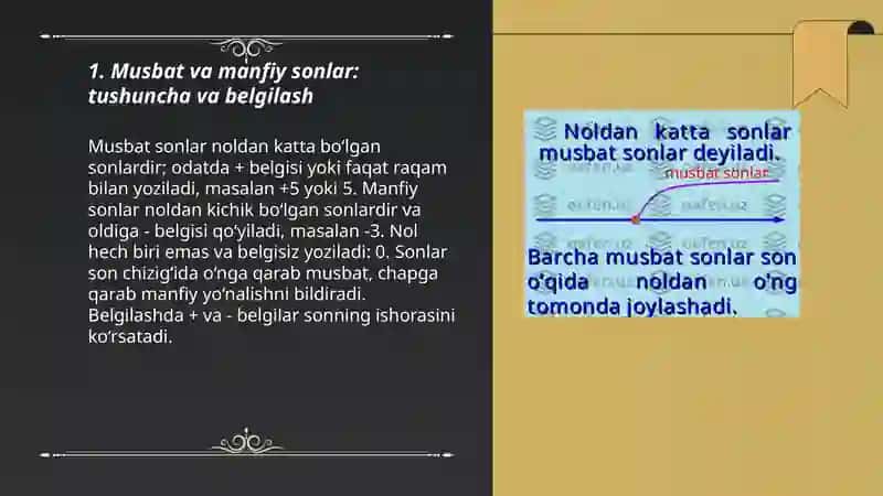 Musbat va manfiy son tushunchasi 3