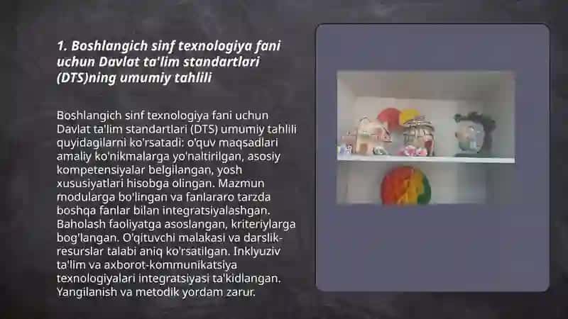 Boshlangich sinf texnologiya fani DTS tahlili va oʻquv fan dasturining mazmuni va ularning tahlili 3