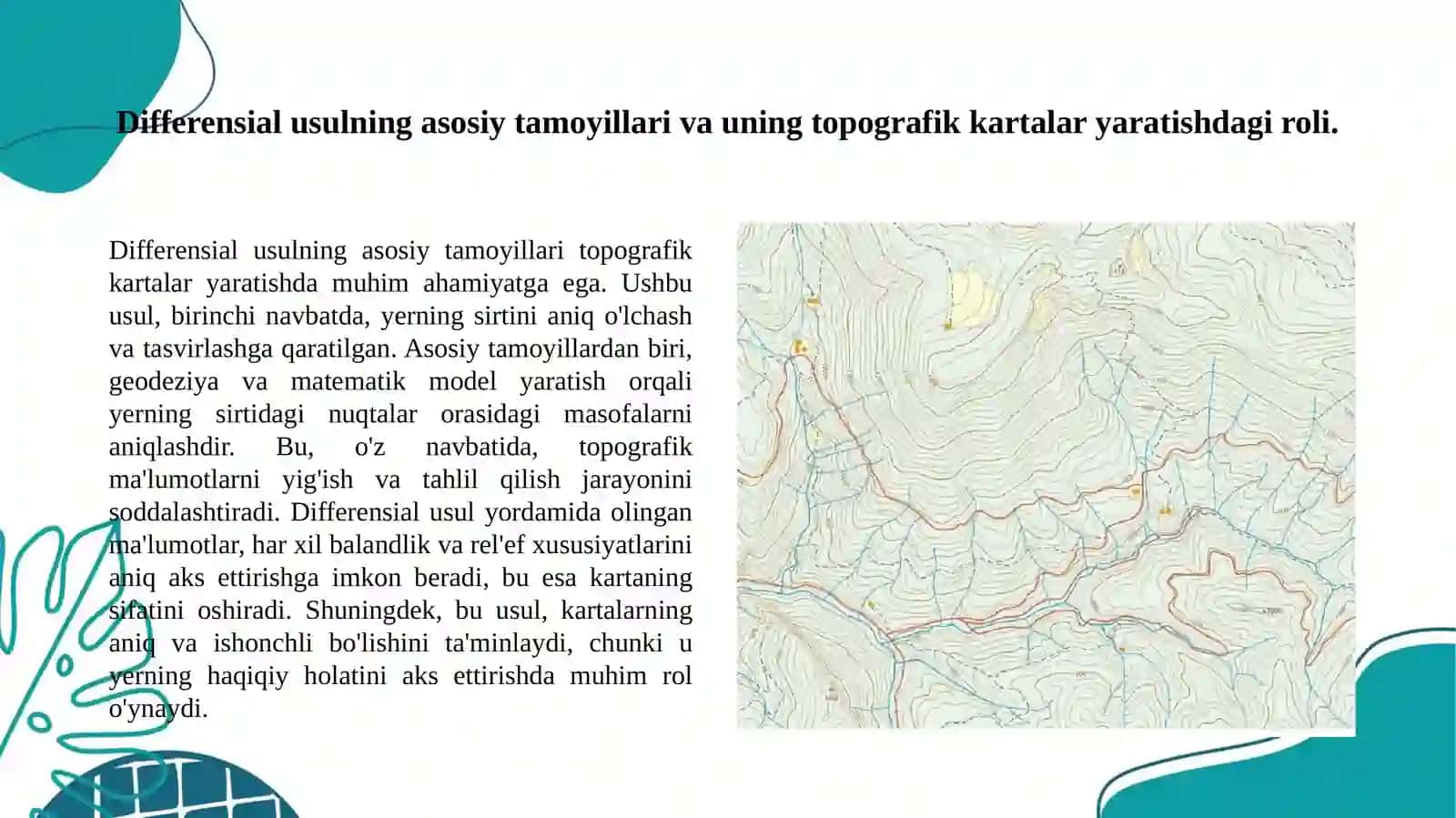 Topografik kartalarning barpo etishda differensial usulning qoʻllanilishi 3