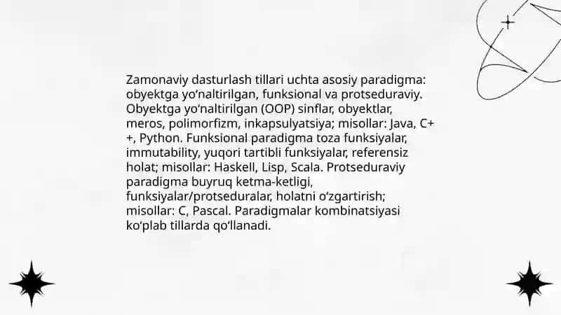 Zamonaviy dasturlash tillarining tahlili 3