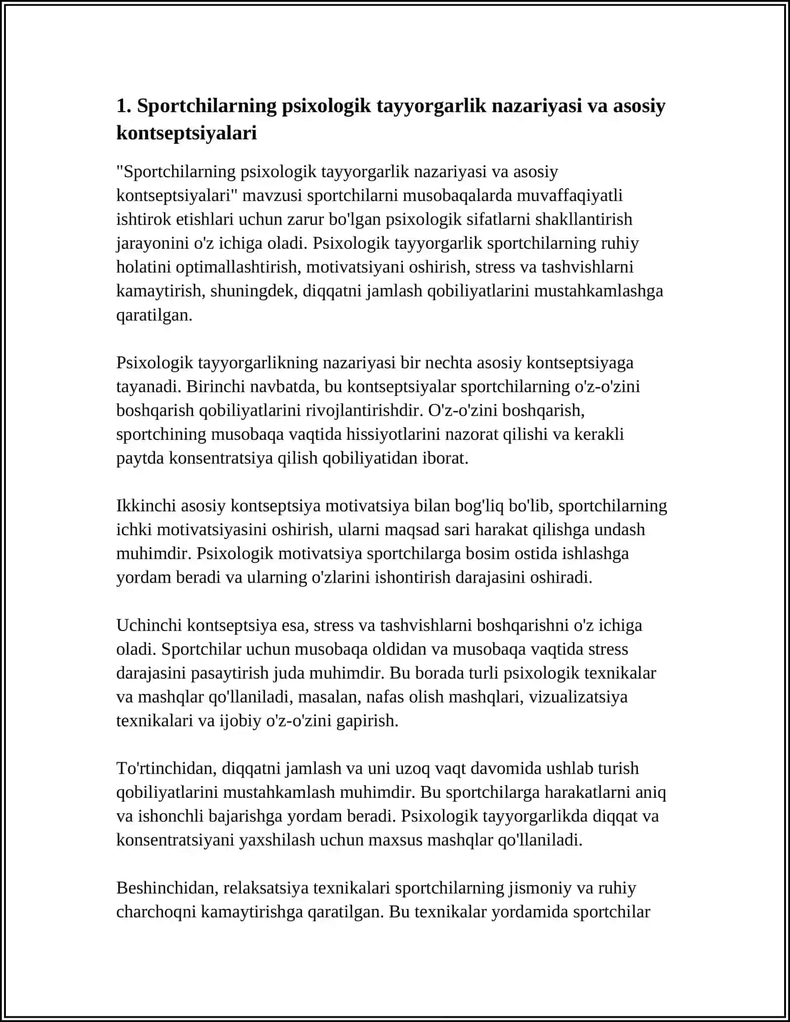 Sportchilarning psixologik tayyorgarlik nazariyasi va asosiy kontseptsiyalari 3