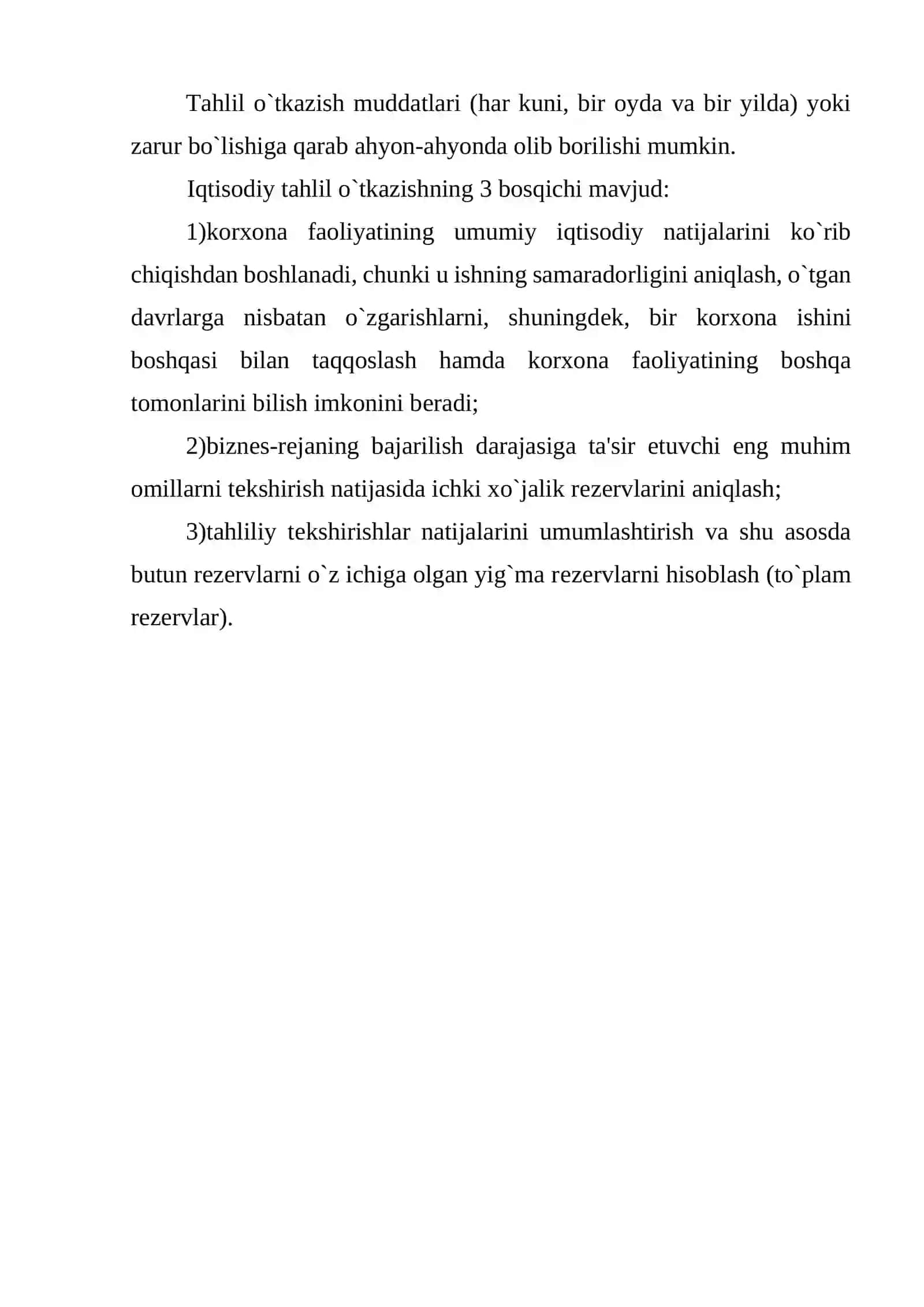 IQTISODIY TAHLILNI MAZMUNIGA, DAVRIGA, OBYEKTI VA SUBYETLARIGA KO'RA TURLARI 3