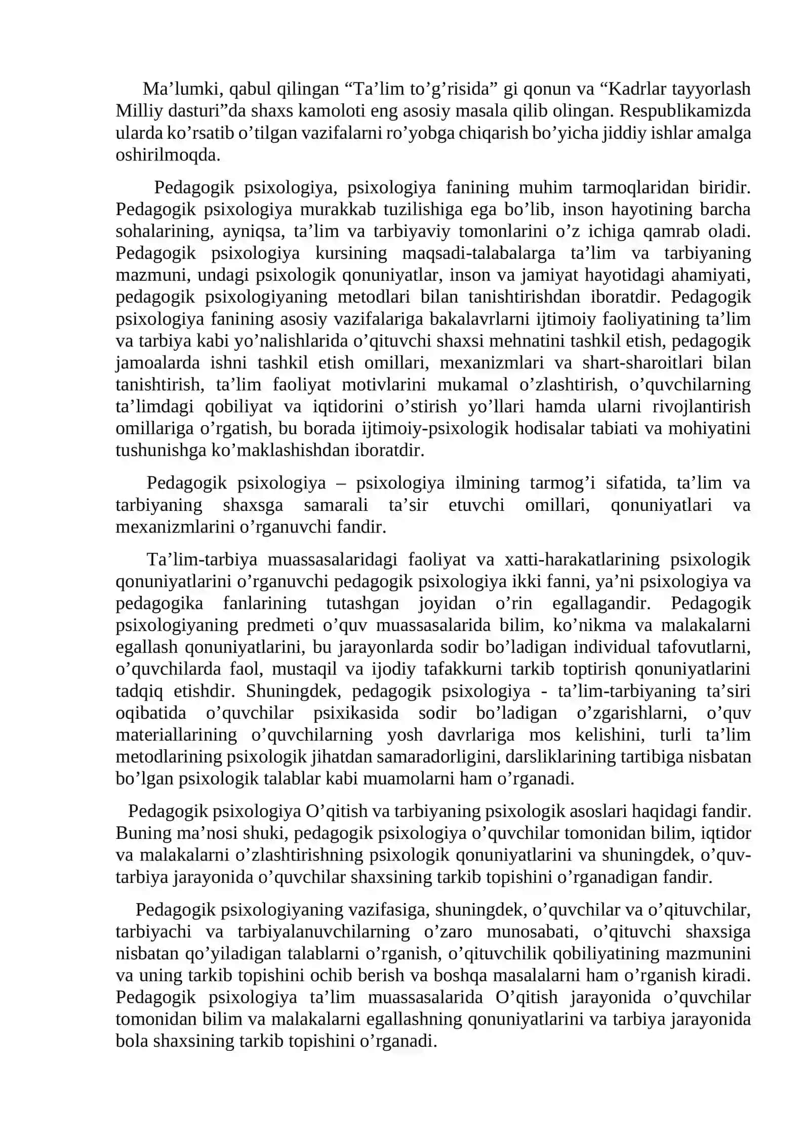 Pedagogika psixologiya predmeti, tuzilma va muammolar 3