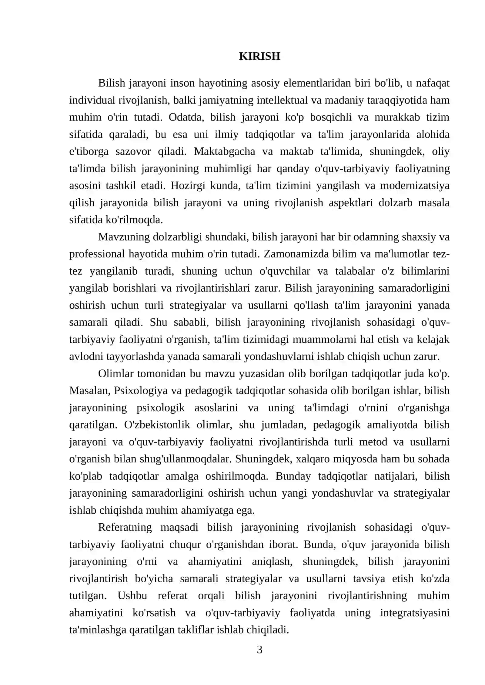 Bilish jarayonining rivojlanish sohasidagi oʻquv-tarbiyaviy faoliyat 3