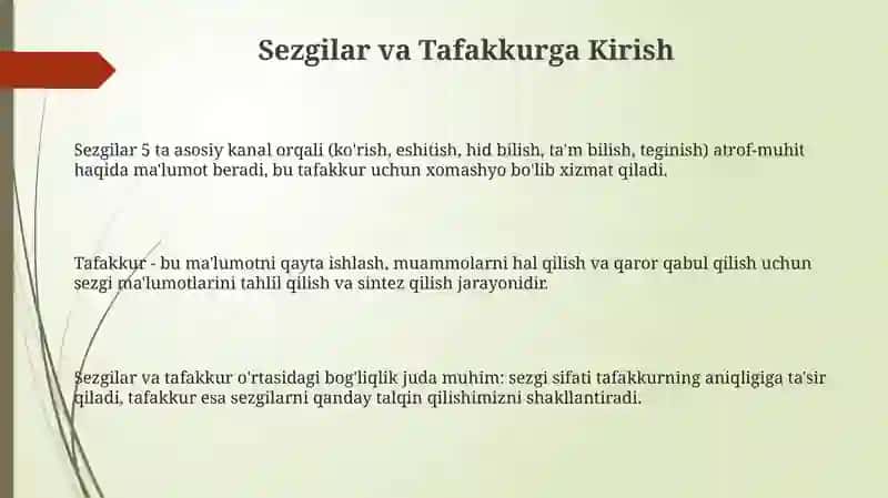 Sezgilar va Tafakkur 3