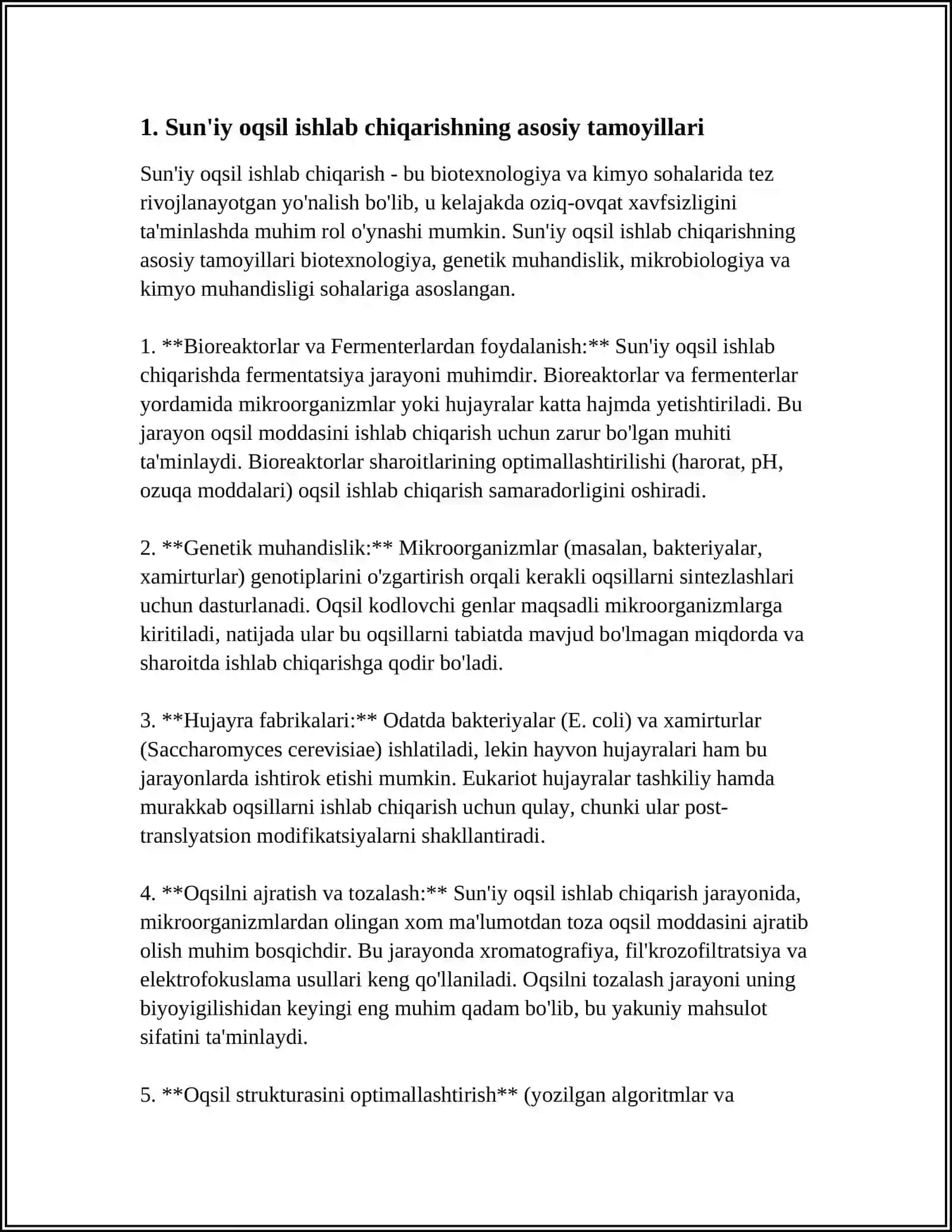 SUNʼIY OQSIL OZUQA MODDALARINING ISHLAB CHIQARILISHI VA KELGUSIDAGI IMKONIYATLARI 3