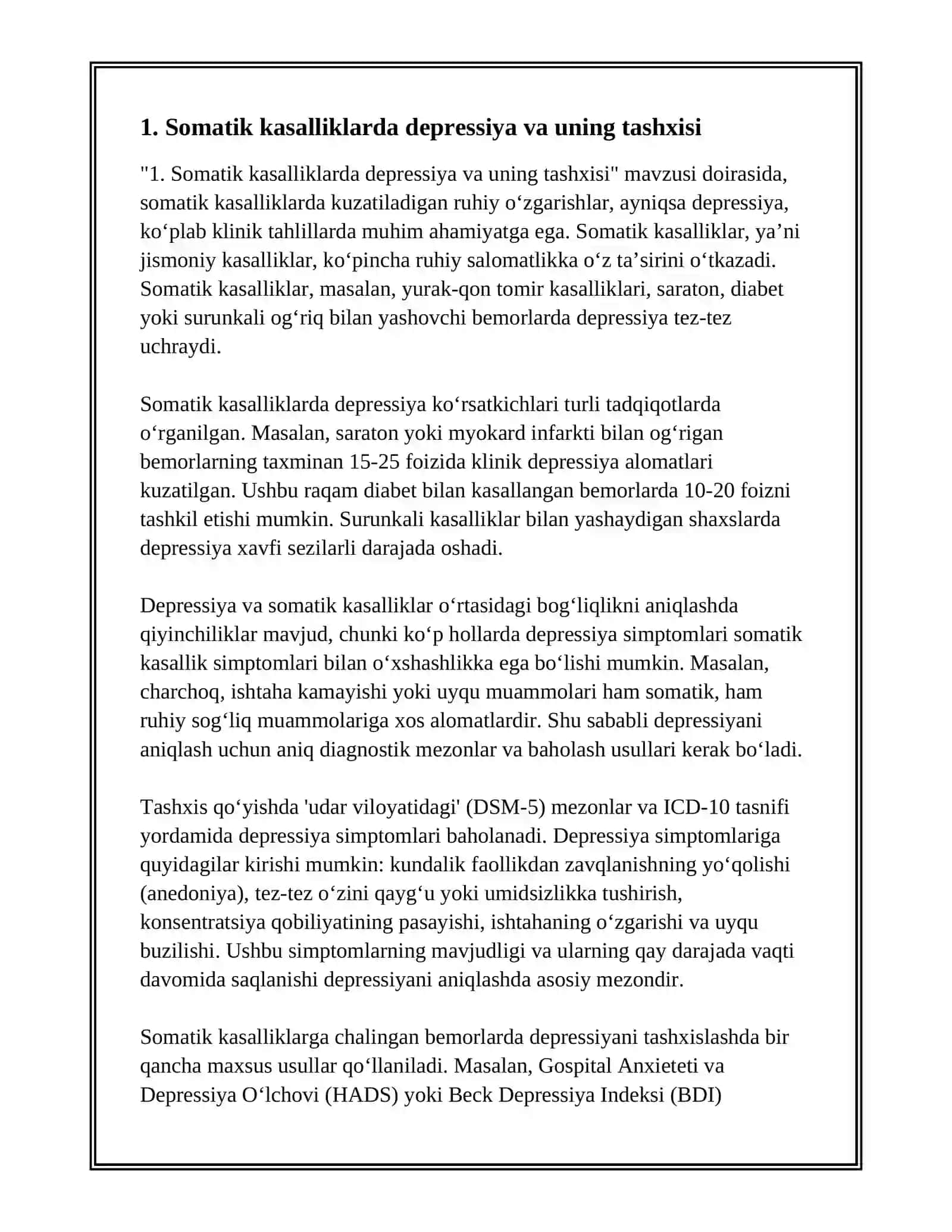SAMATIK KASALLIKLARDA KUZATILADIGAN RUHIY OʻZGARISHLAR VA BEMORLARNI DAVOLASH TADBIRILARI 3