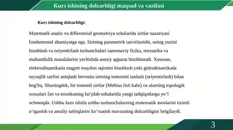 Sirt tomoni(sirtlarnioriyentirlash) tushunchasi va sirtyuzi 3