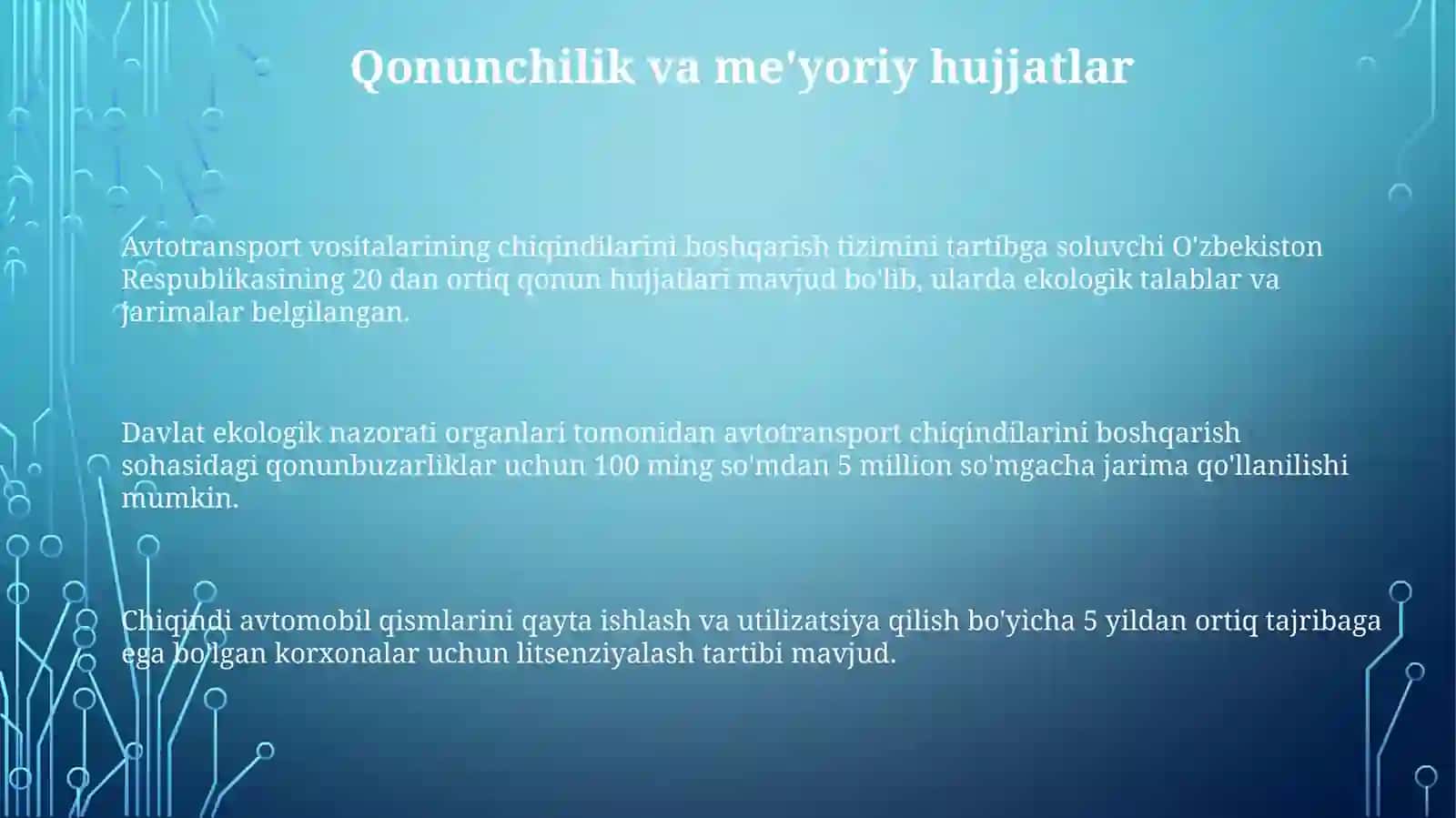 Transport vositalarining chiqindilarni boshqarish tizimlari 3