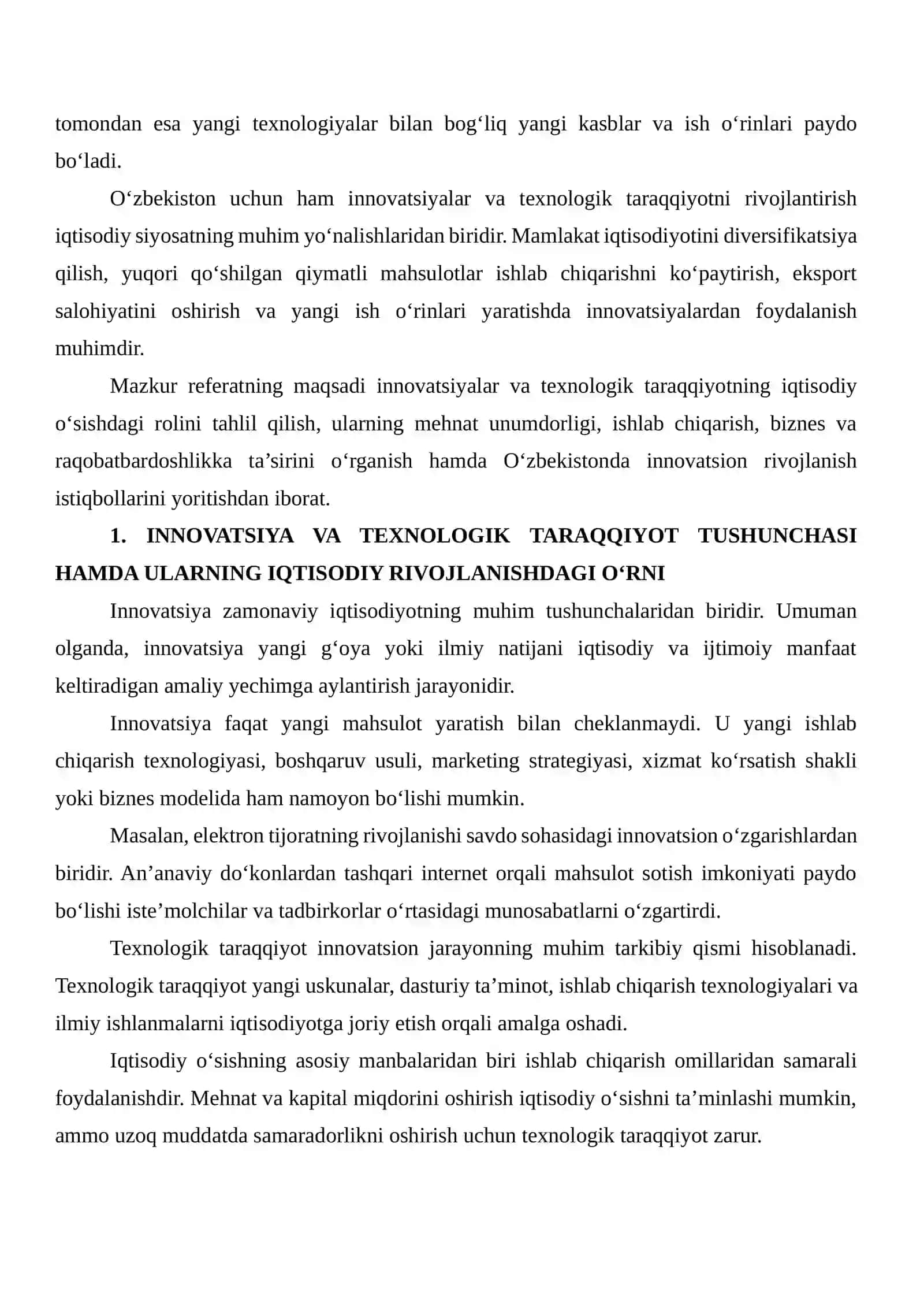 INNOVATSIYALAR VA TEXNOLOGIK TARAQQIYOTNING IQTISODIY O‘SISHDAGI ROLINI TAHLIL QILISH 3