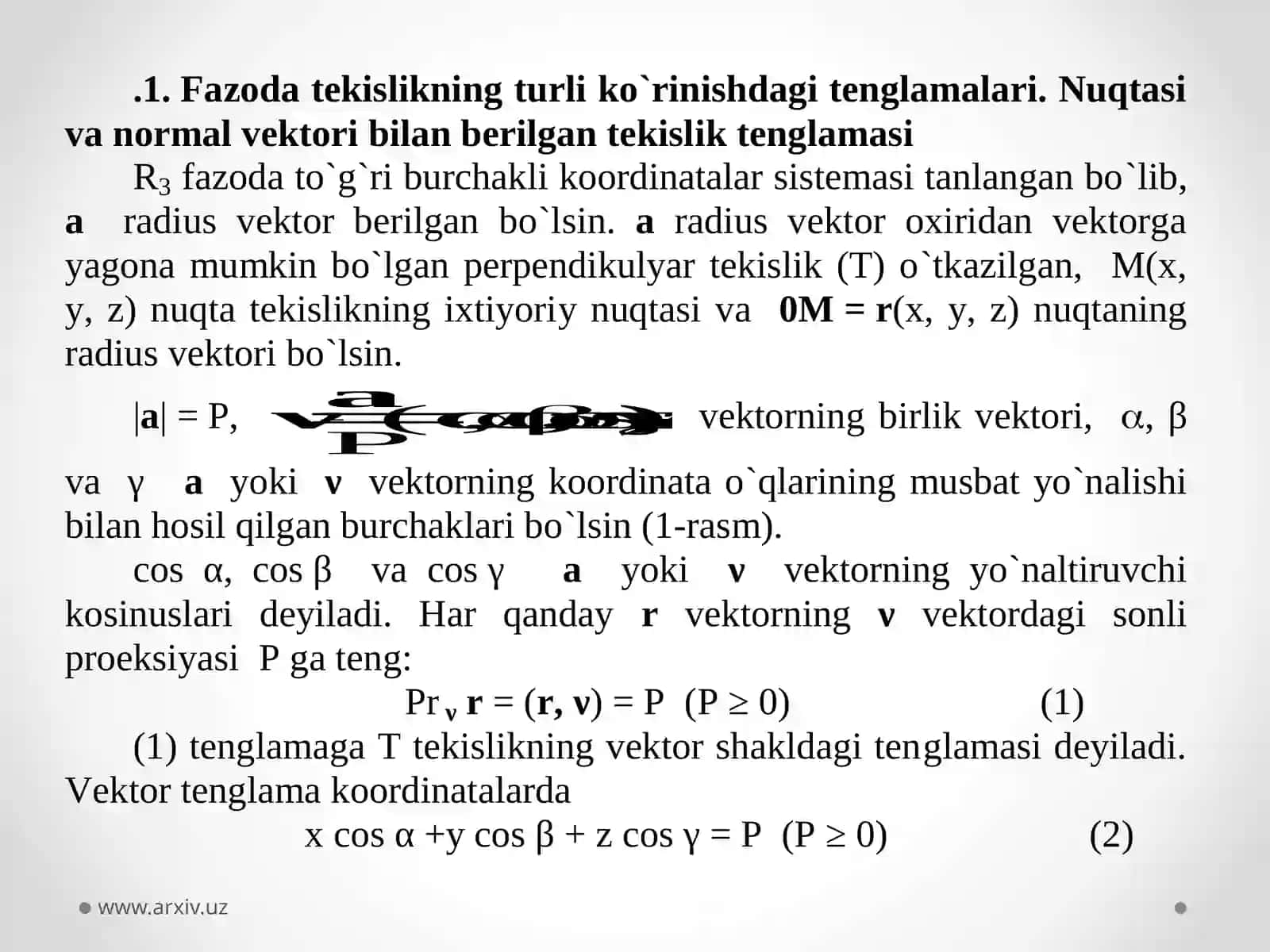 Fazoda analitik geometriya elementlari 3