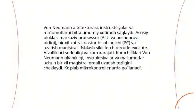 Mikrokontrollerlar arxitekturasi turlari 3