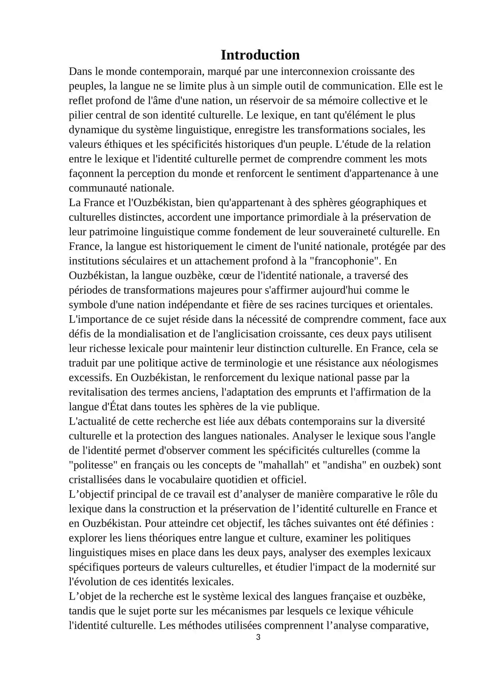 Le rôle du lexique dans la construction de l'identité culturelle en France et en Ouzbékistan 3