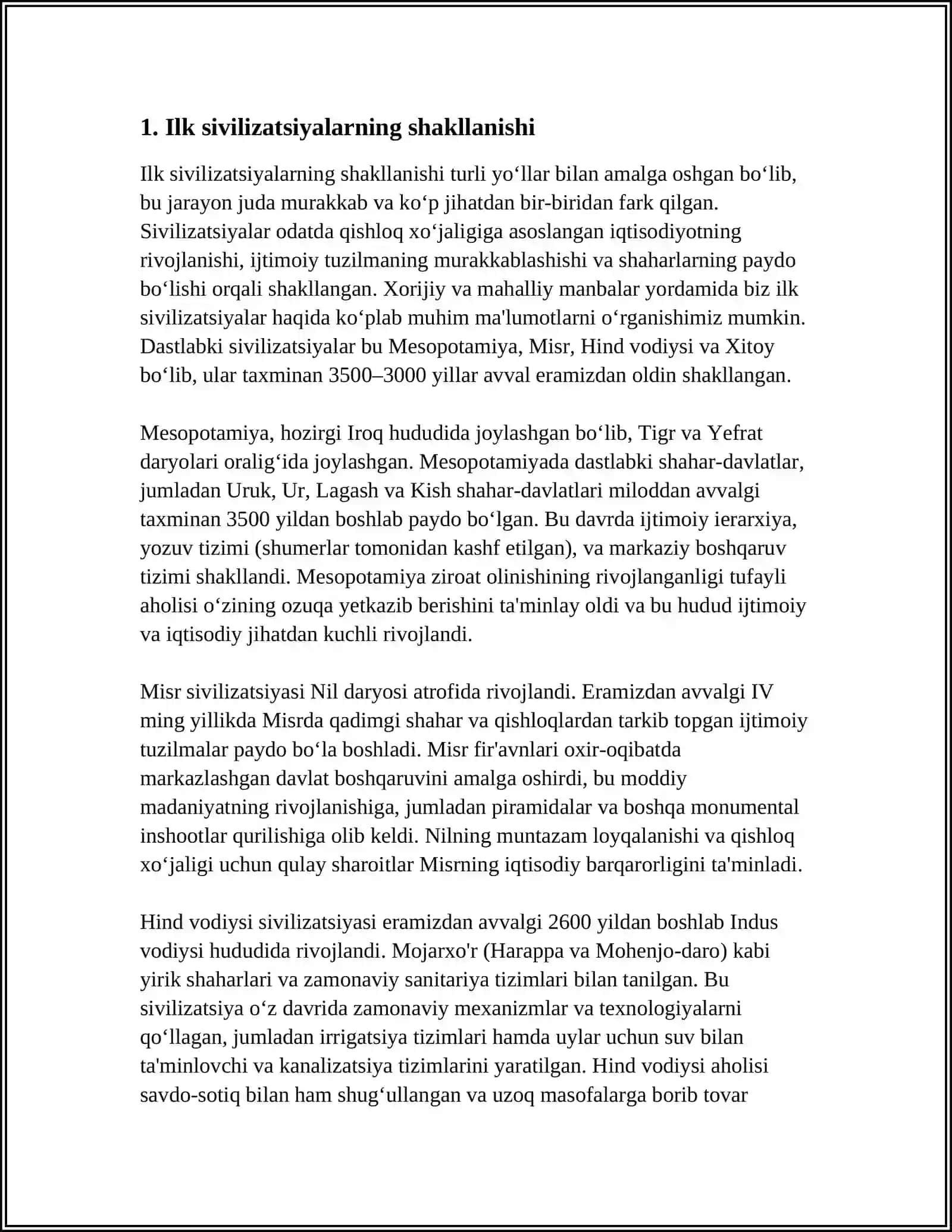 QADIMGI SIVILIZATSIYANING VUJUDGA KELISHI 3
