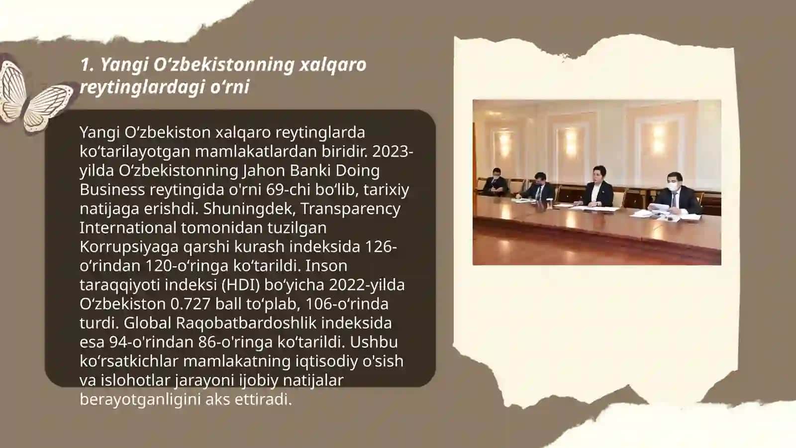 Yangi Oʻzbekistonning xalqaro reytinglardagi oʻrni 3