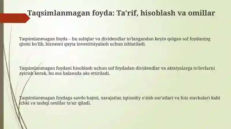 Taqsimlanmagan foydaning shakillanishi 3