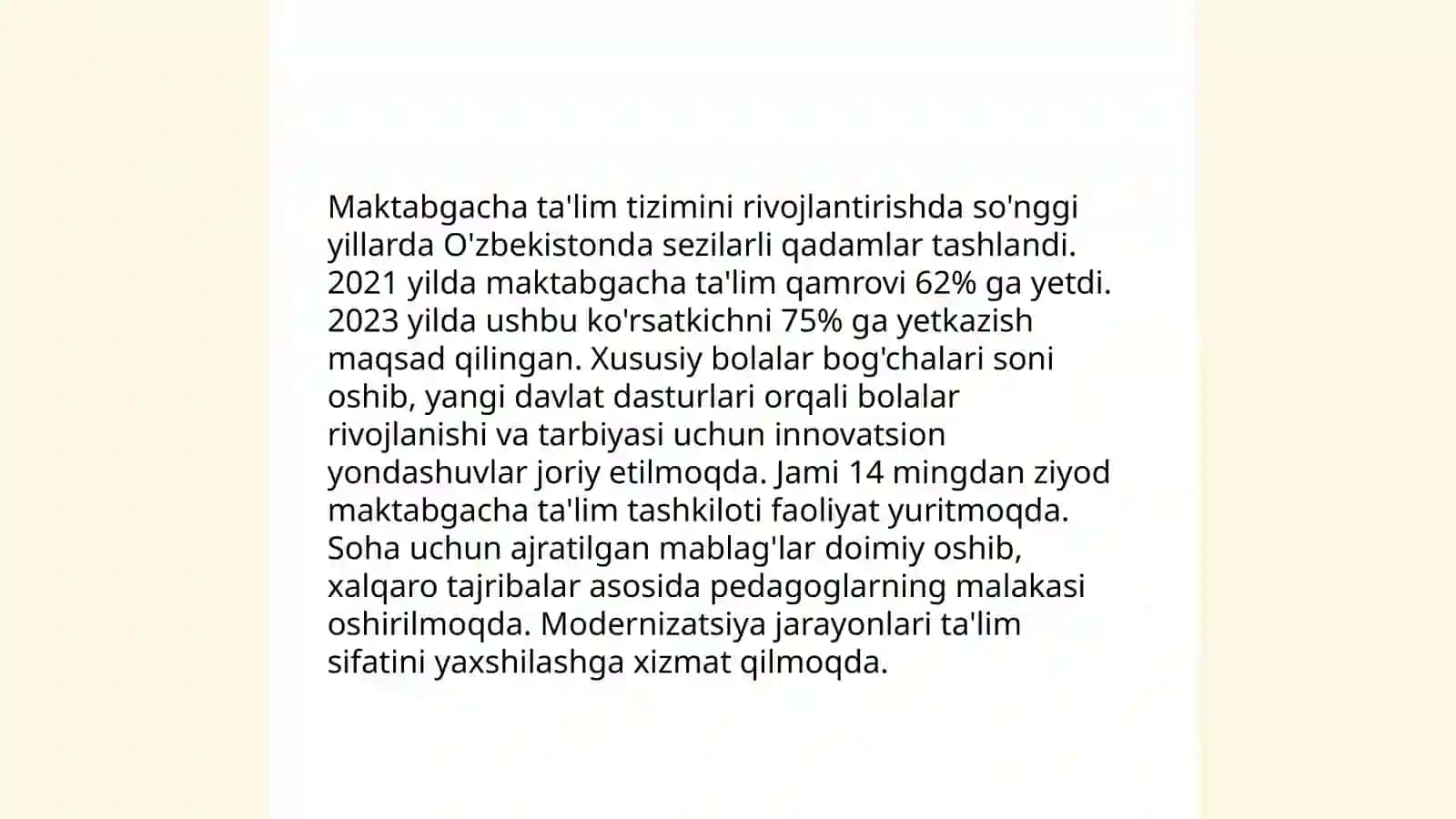 Maktabgacha ta'lim tizimi va undagi islohotlar 3