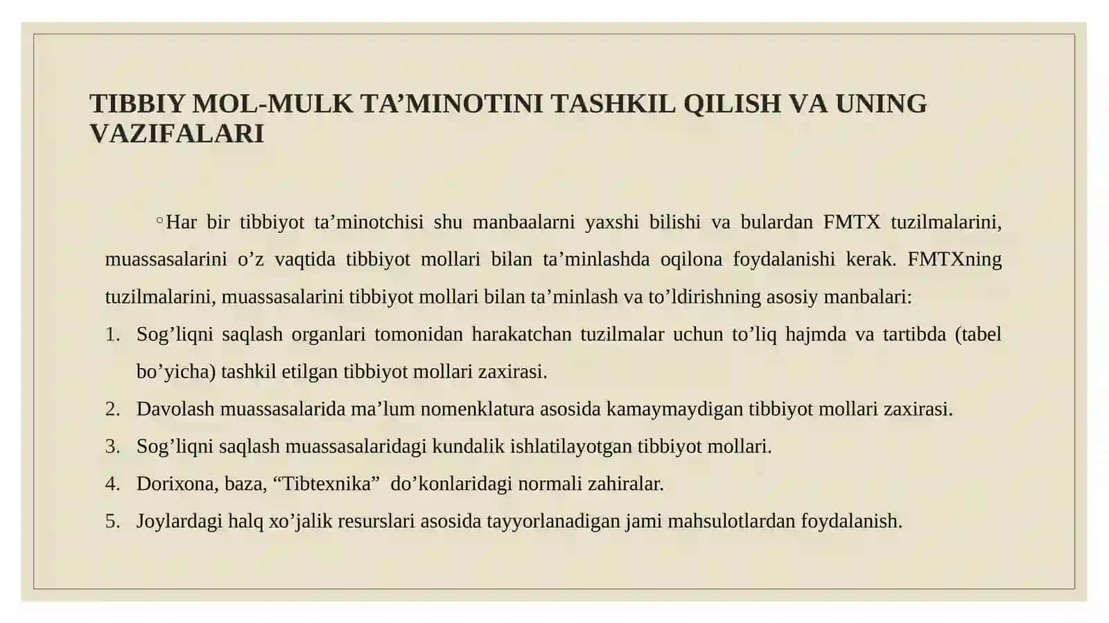 FUQАRО MUHОFАZАSI TIBBIYOT ХIZMАTI TUZILMАLАRINI VА MUАSSАSАLАRINI  MОL-MULKLАR BILАN TА’MINLАSH VA MUHOFAZA QILISH 3