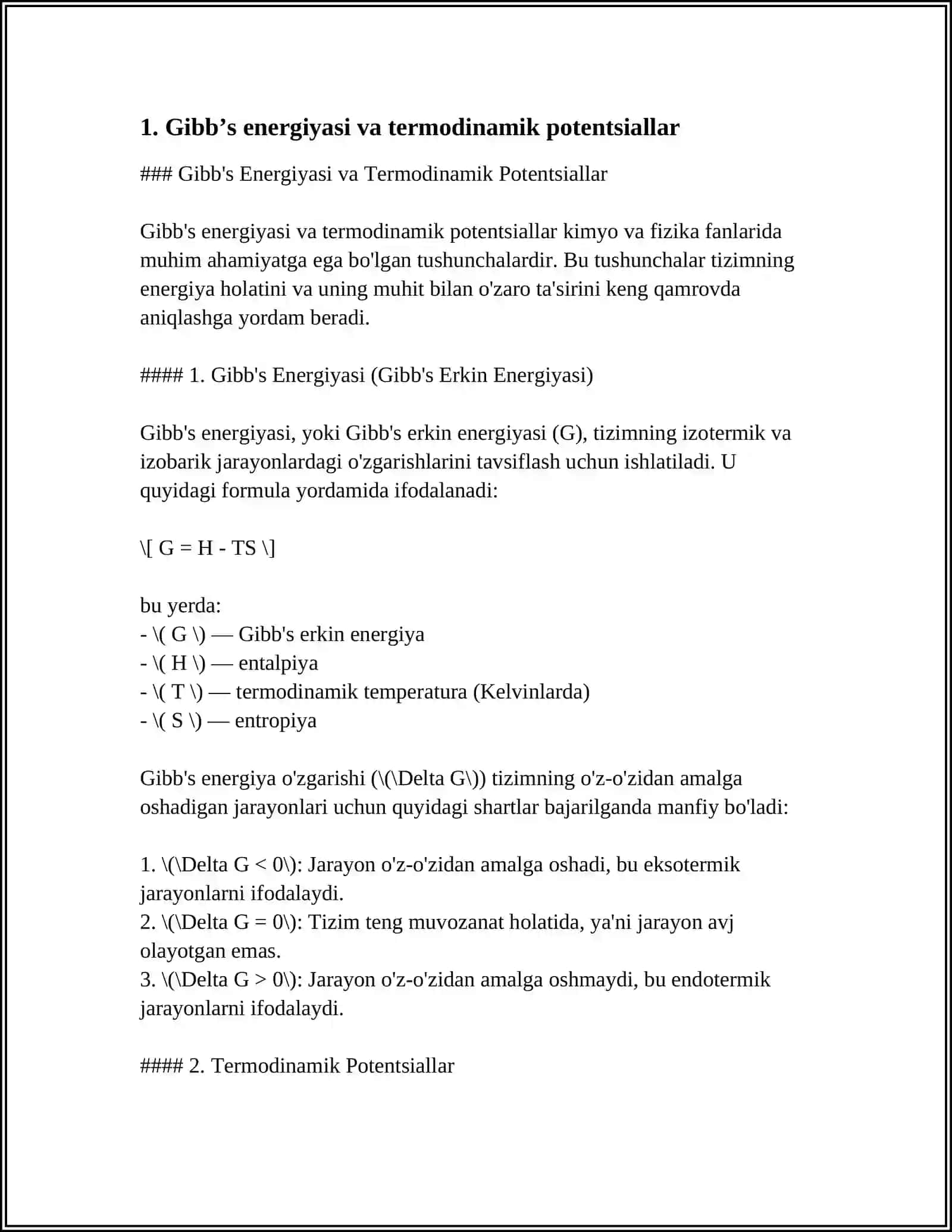 GIBBS ENERGIYASI. JOUL- TOMSIN EFFEKTI 3