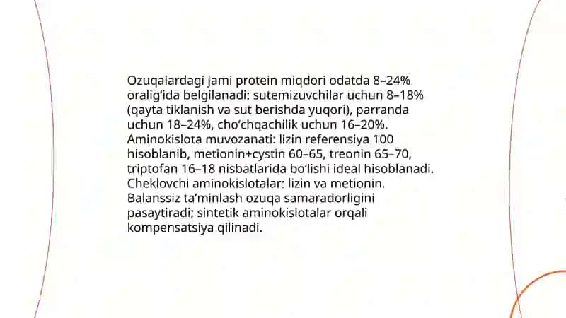 Ozuqalarning proteinli vitaminli va meniranli toʻyimliligi 3