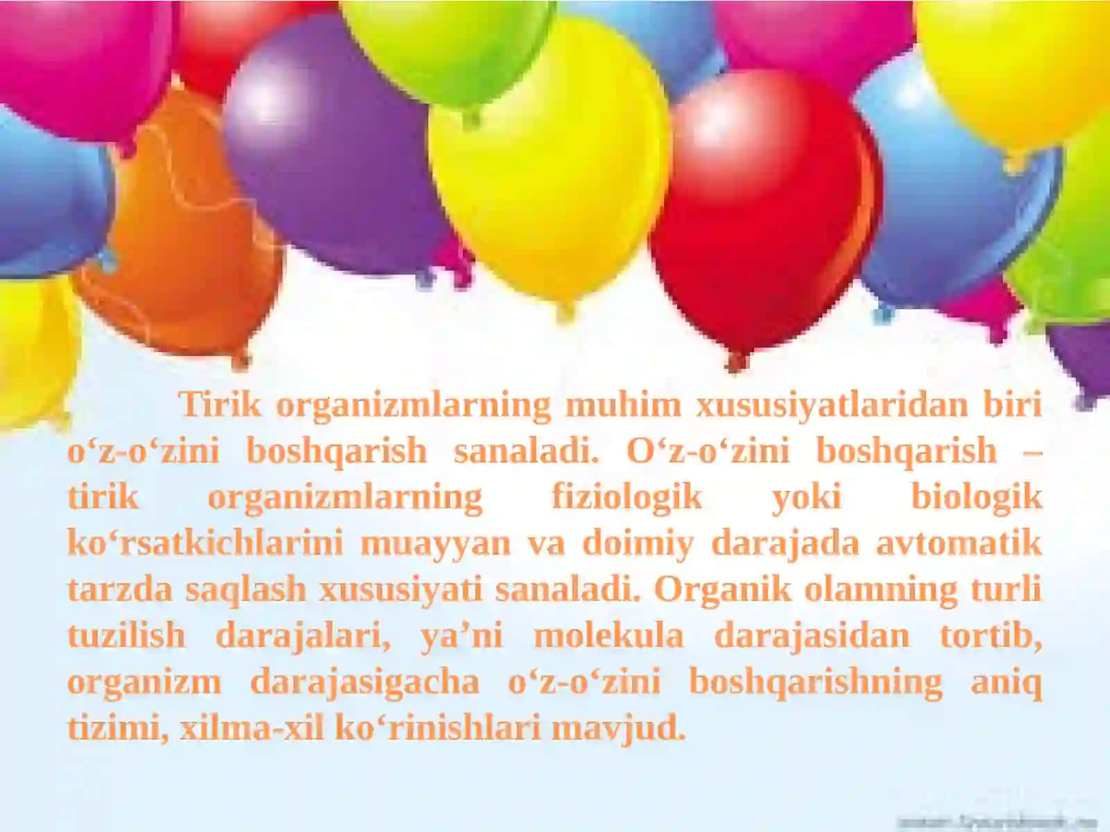 Tirik organizmlarda o'z-o'zini idora etish organlari 3