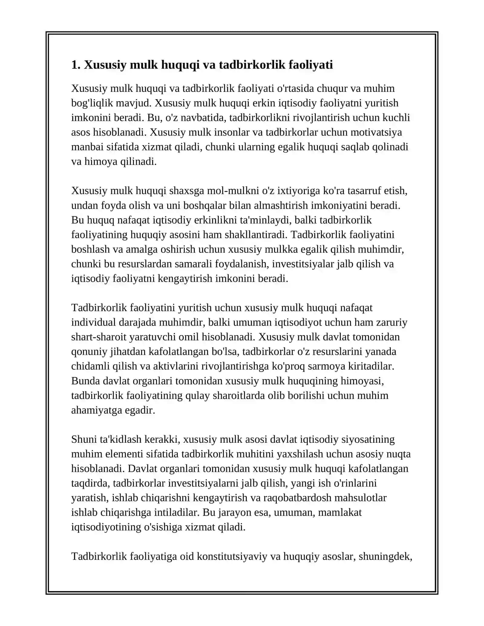 XUSUSIY MULK ASOSIDA TADBIRKORLIK FAOLIYATINI YURITISH 3
