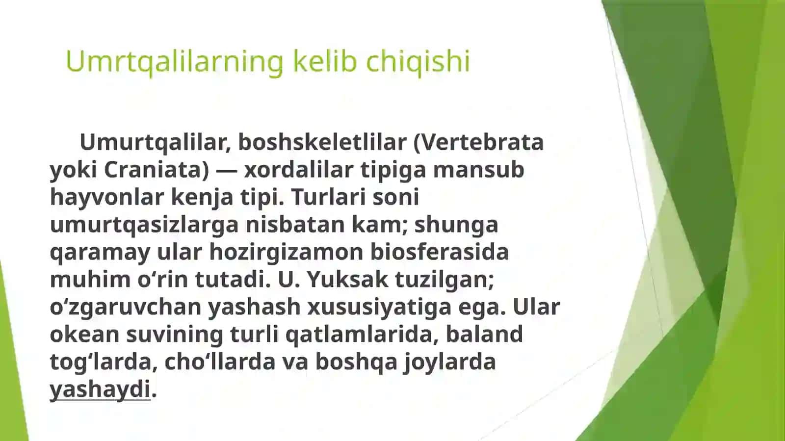 Umurtqalilarningkelib chiqishi vaevolutsiontaraqqiyotiga doirpoleantologiktasavvurlar 3