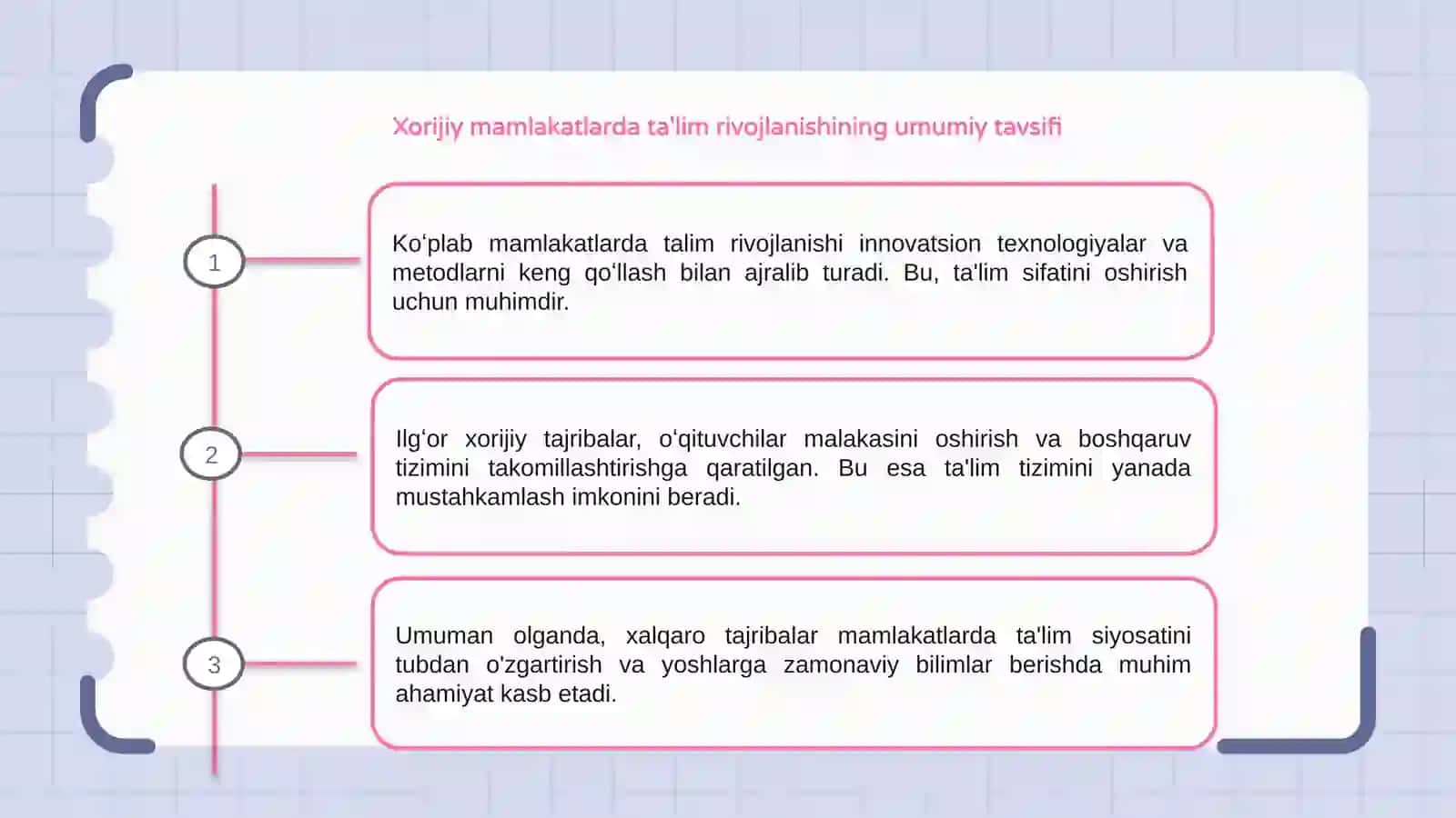 Xorijiy mamlakatlarda talim taraqqiyotining asosiy yoʻnalishlari va ilgʻor xorijiy tajribalar 3