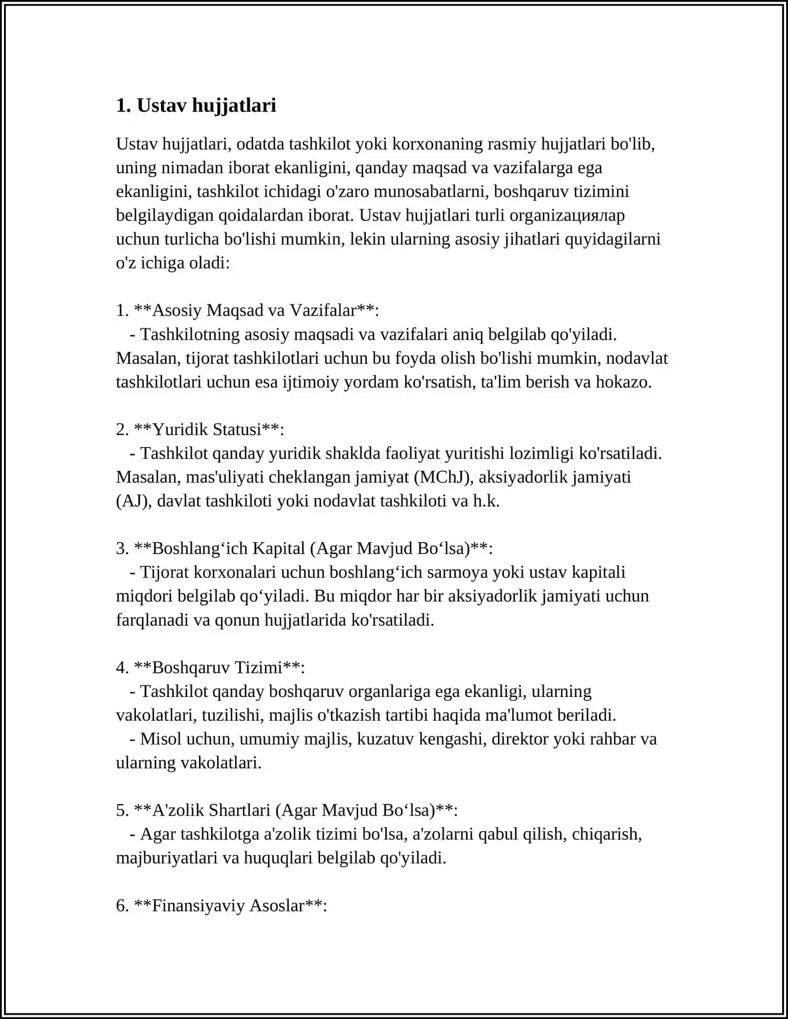 HUJJAT TURLARI.TASHKILIY HUJJATLAR 3
