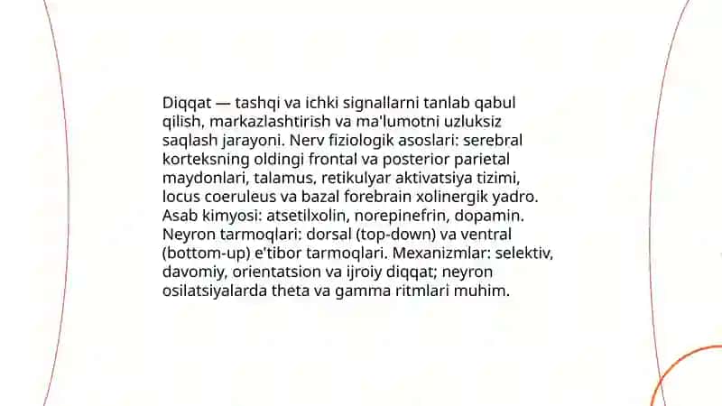 Diqqat va uning nerv fiziologik asoslari 3